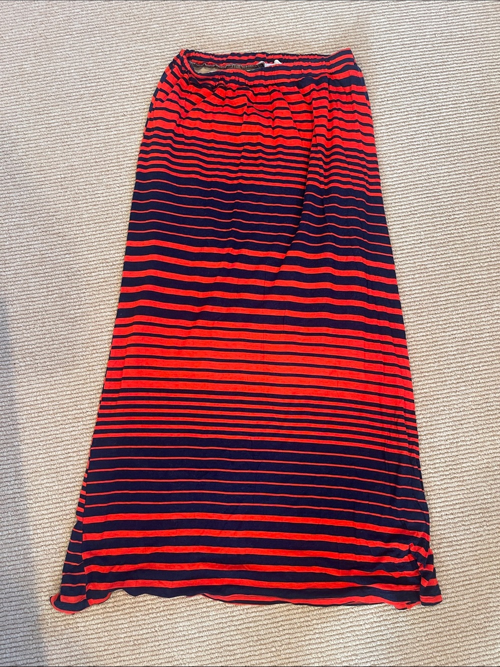 Olive & Oak Red and Navy Striped Maxi Skirt